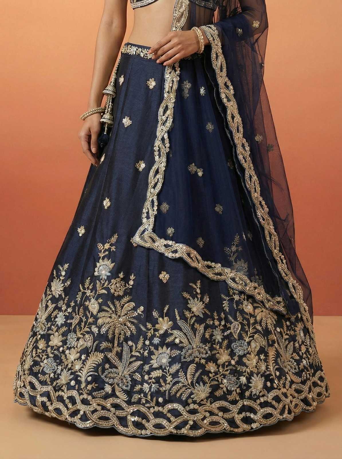 YNF Wholesale Tissue Embroidered Lehenga  | Surat Manufacturer