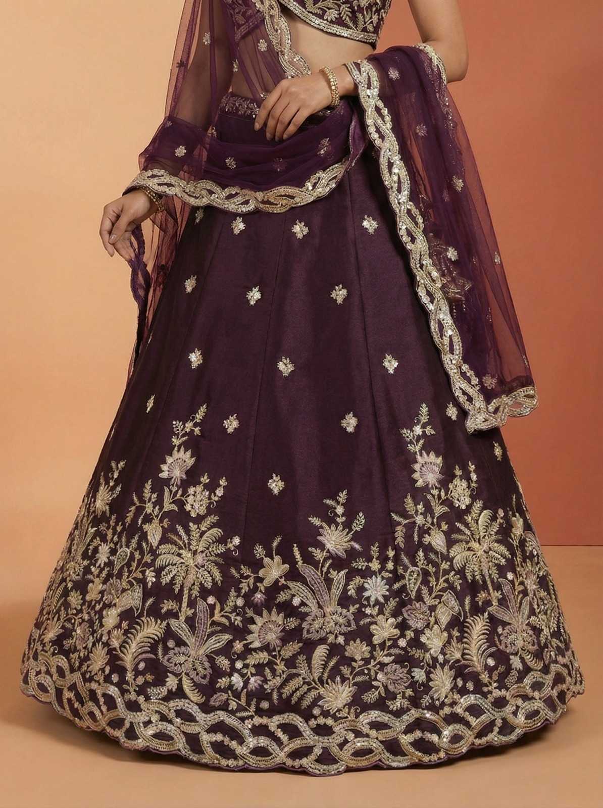 YNF Wholesale Tissue Embroidered Lehenga  | Surat Manufacturer