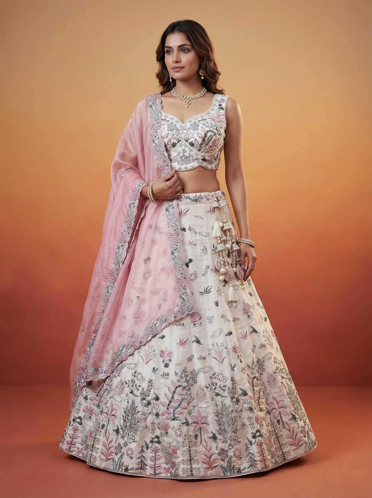 YNF Wholesale Organza Embroidered Lehenga  | Surat Manufacturer