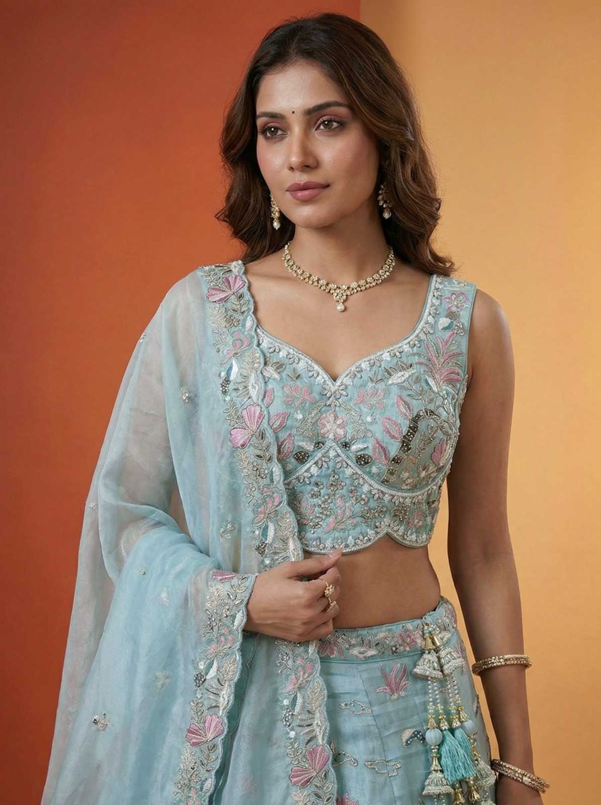 YNF Wholesale Organza Embroidered Lehenga  | Surat Manufacturer