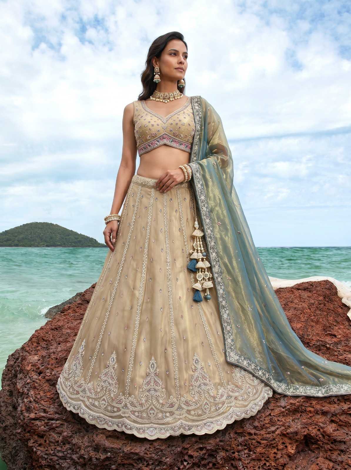 YNF Wholesale Tissue Embroidered Lehenga KESH530 6341 | Surat Manufacturer