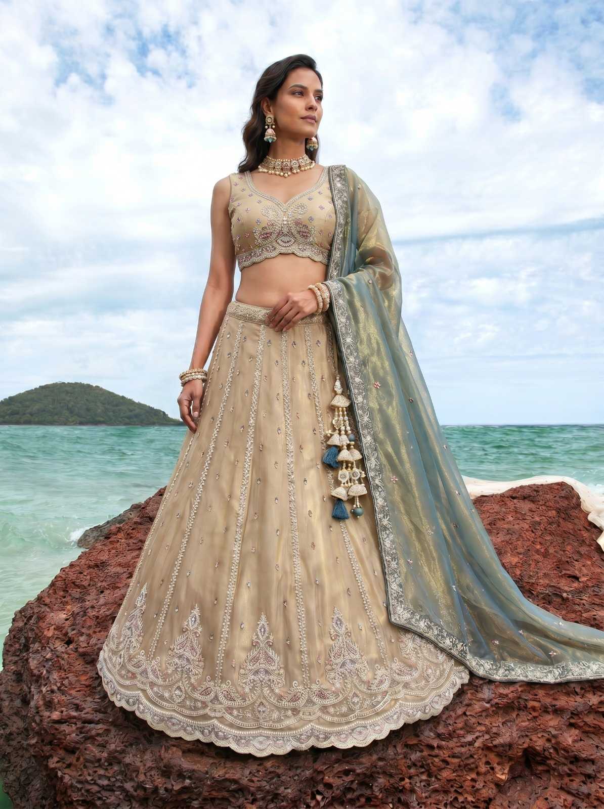 YNF Wholesale Tissue Embroidered Lehenga KESH530 6341 | Surat Manufacturer