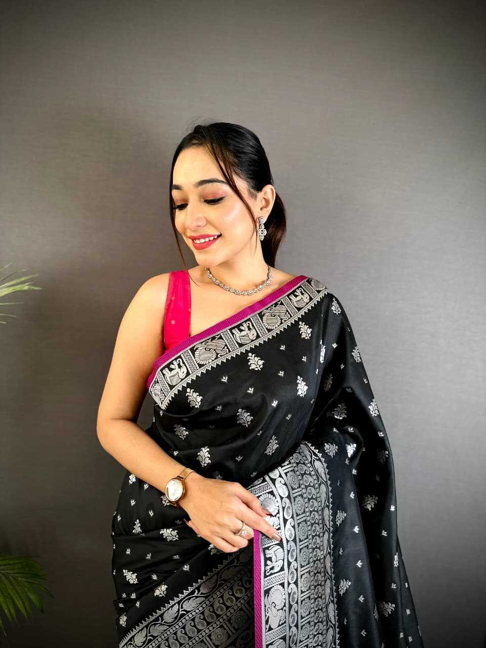 YNF Wholesale Banarasi Soft Silk Zari Border Sarees  | Surat Manufacturer
