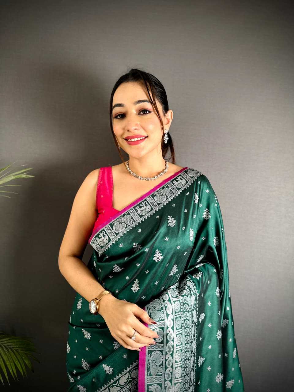 YNF Wholesale Banarasi Soft Silk Zari Border Sarees  | Surat Manufacturer