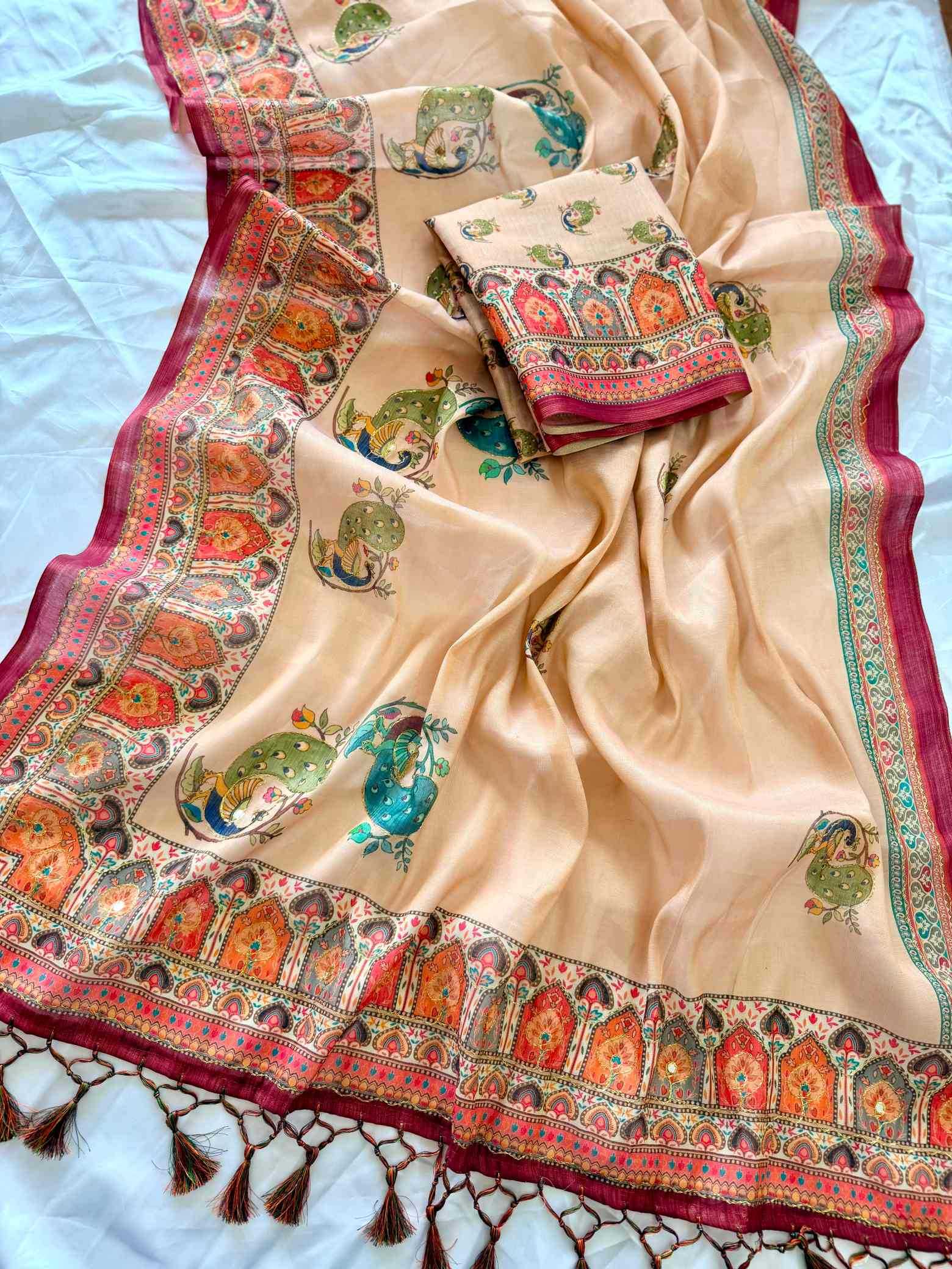 YNF Wholesale Pure Silk Printed Silk Saree  | Surat Manufacturer