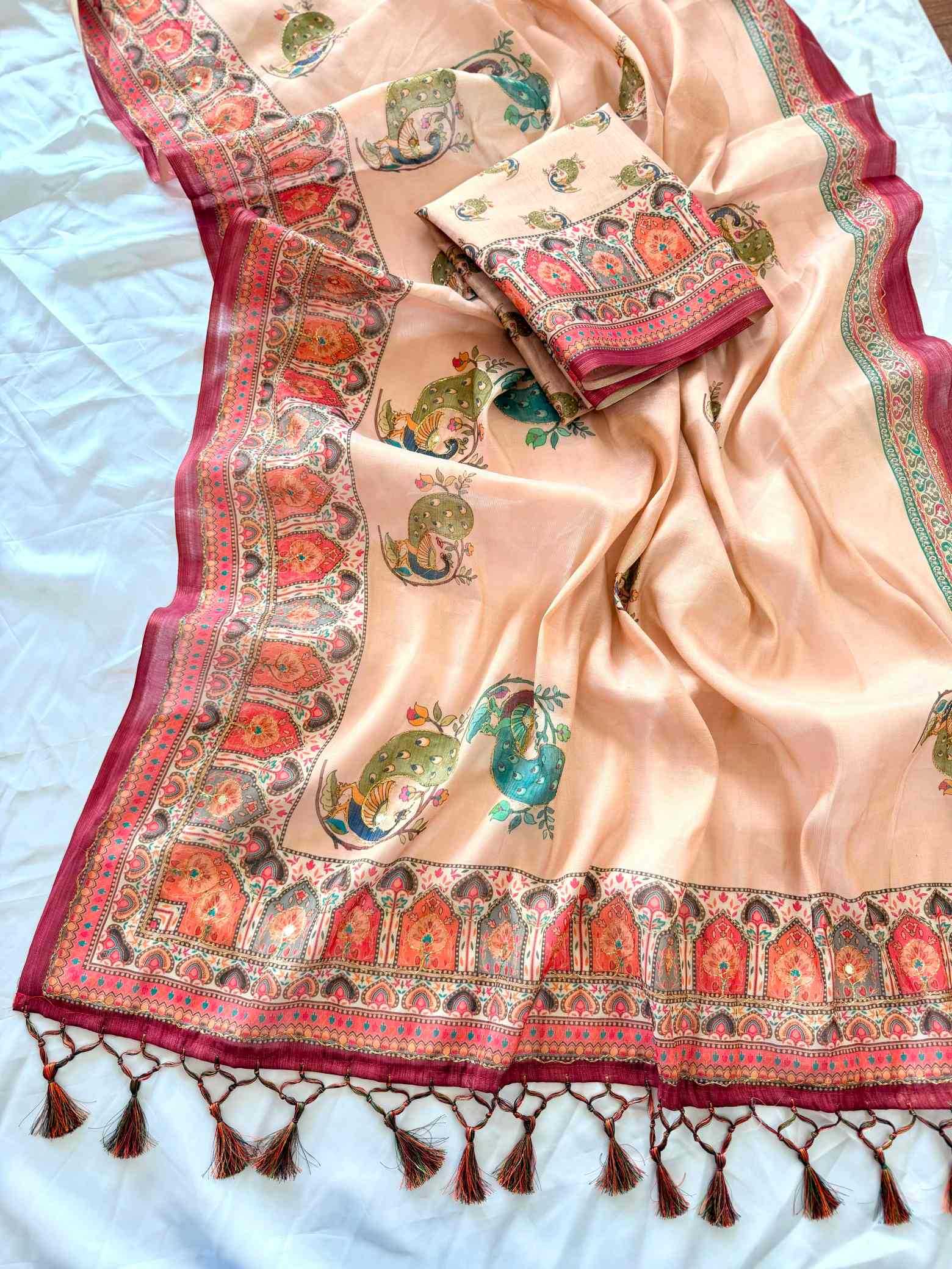 YNF Wholesale Pure Silk Printed Silk Saree  | Surat Manufacturer