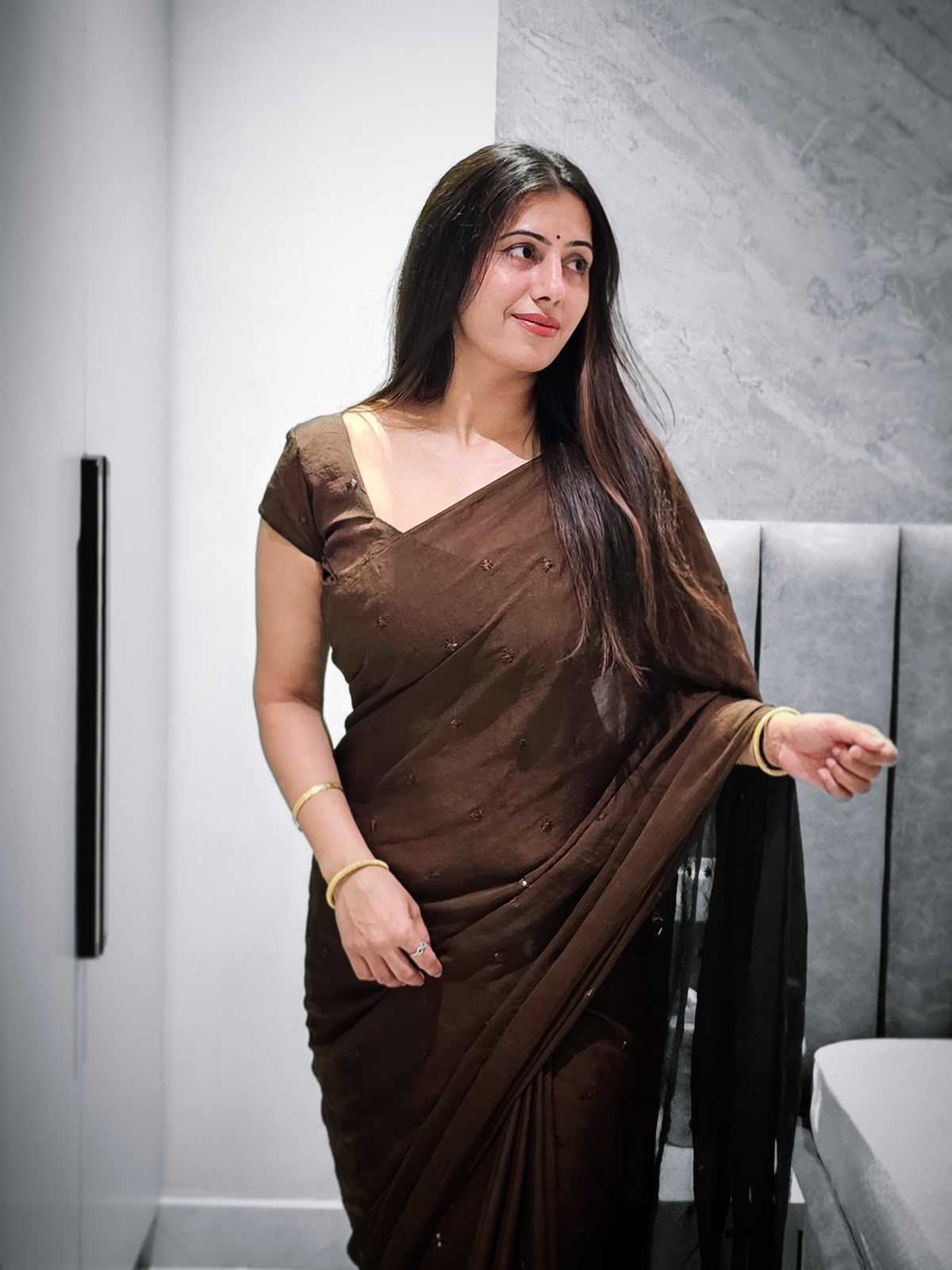 YNF Wholesale Crush Silk Designer Sarees KESH554 COFFEE | Surat Manufacturer