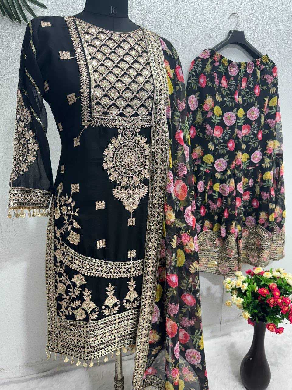YNF Wholesale Chinon Silk Palazzo Suit  | Surat Manufacturer