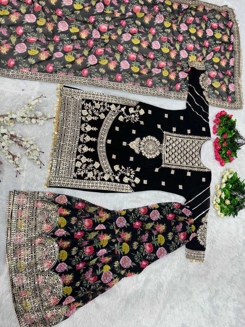 YNF Wholesale Chinon Silk Palazzo Suit  | Surat Manufacturer