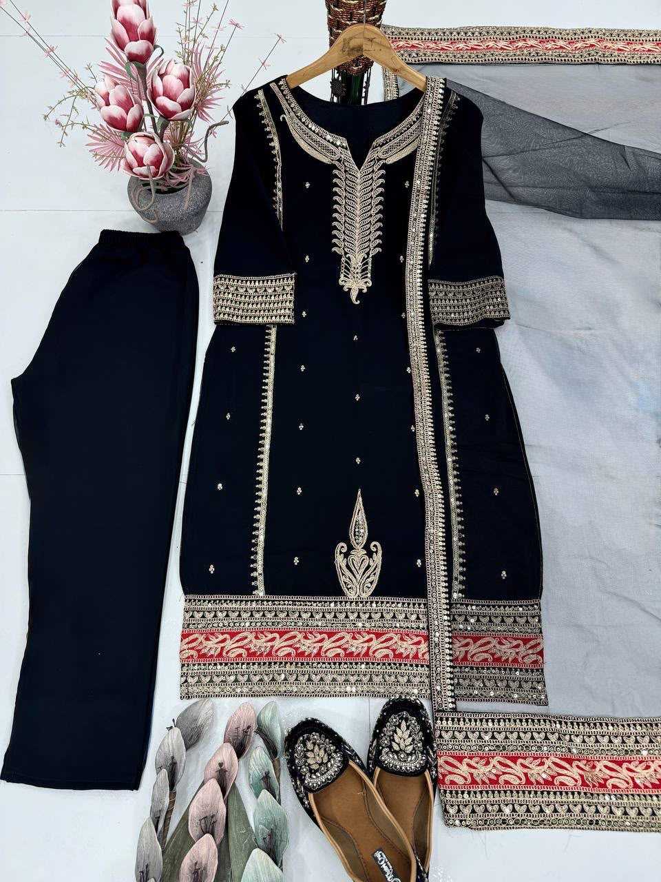 YNF Wholesale Faux Georgette Embroidery Suits  | Surat Manufacturer