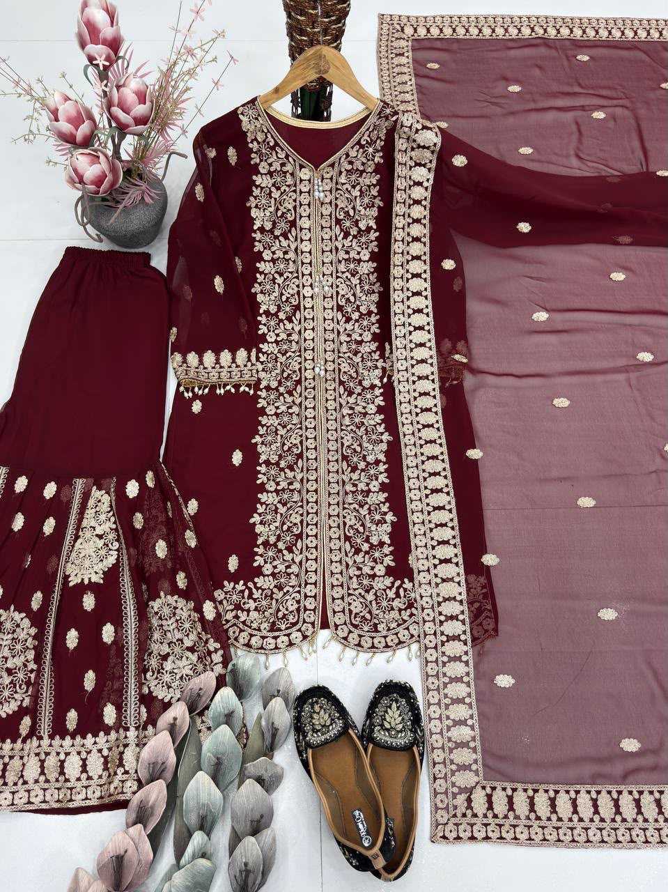YNF Wholesale Faux Georgette Palazzo Suit  | Surat Manufacturer