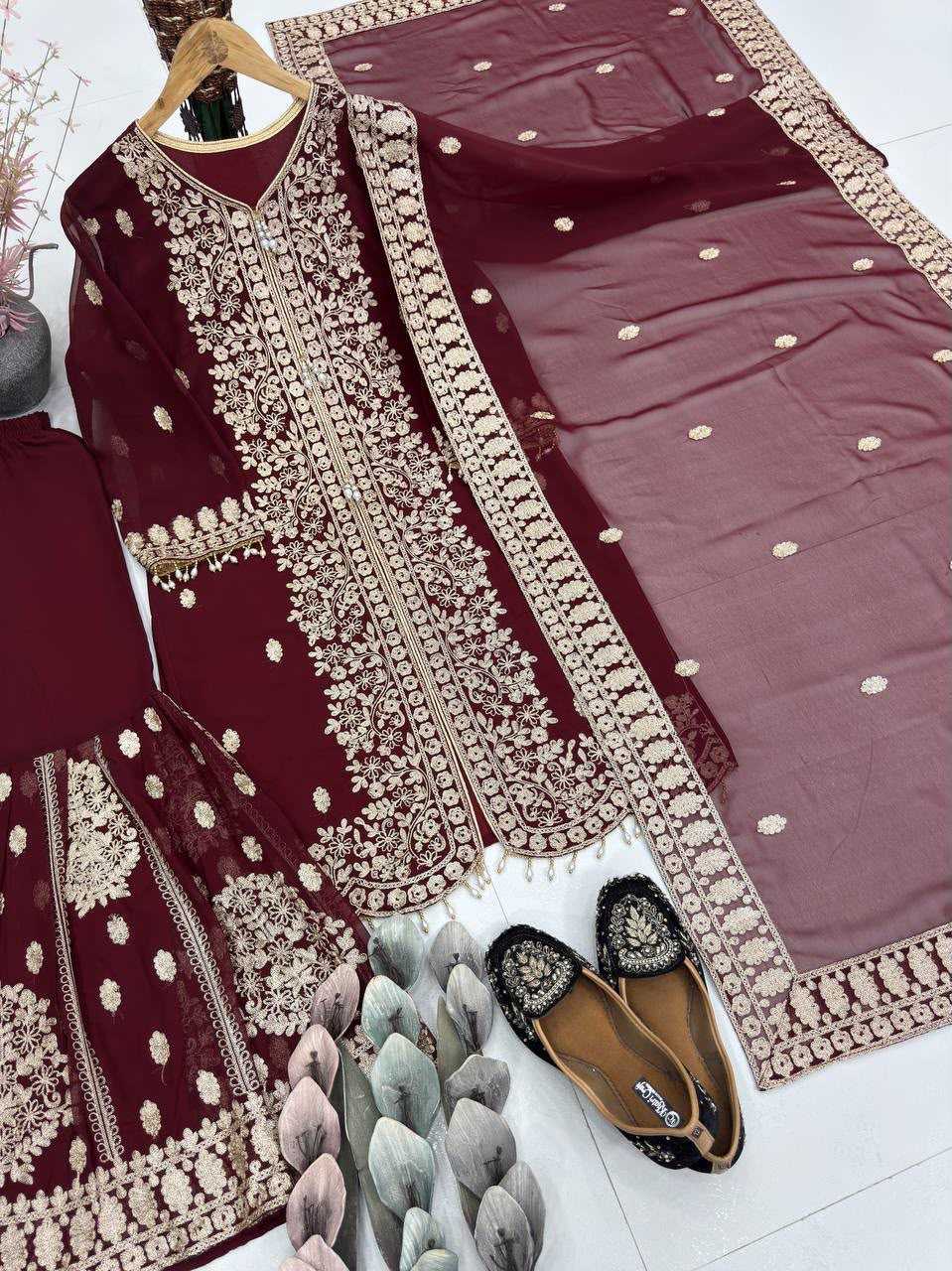 YNF Wholesale Faux Georgette Palazzo Suit  | Surat Manufacturer