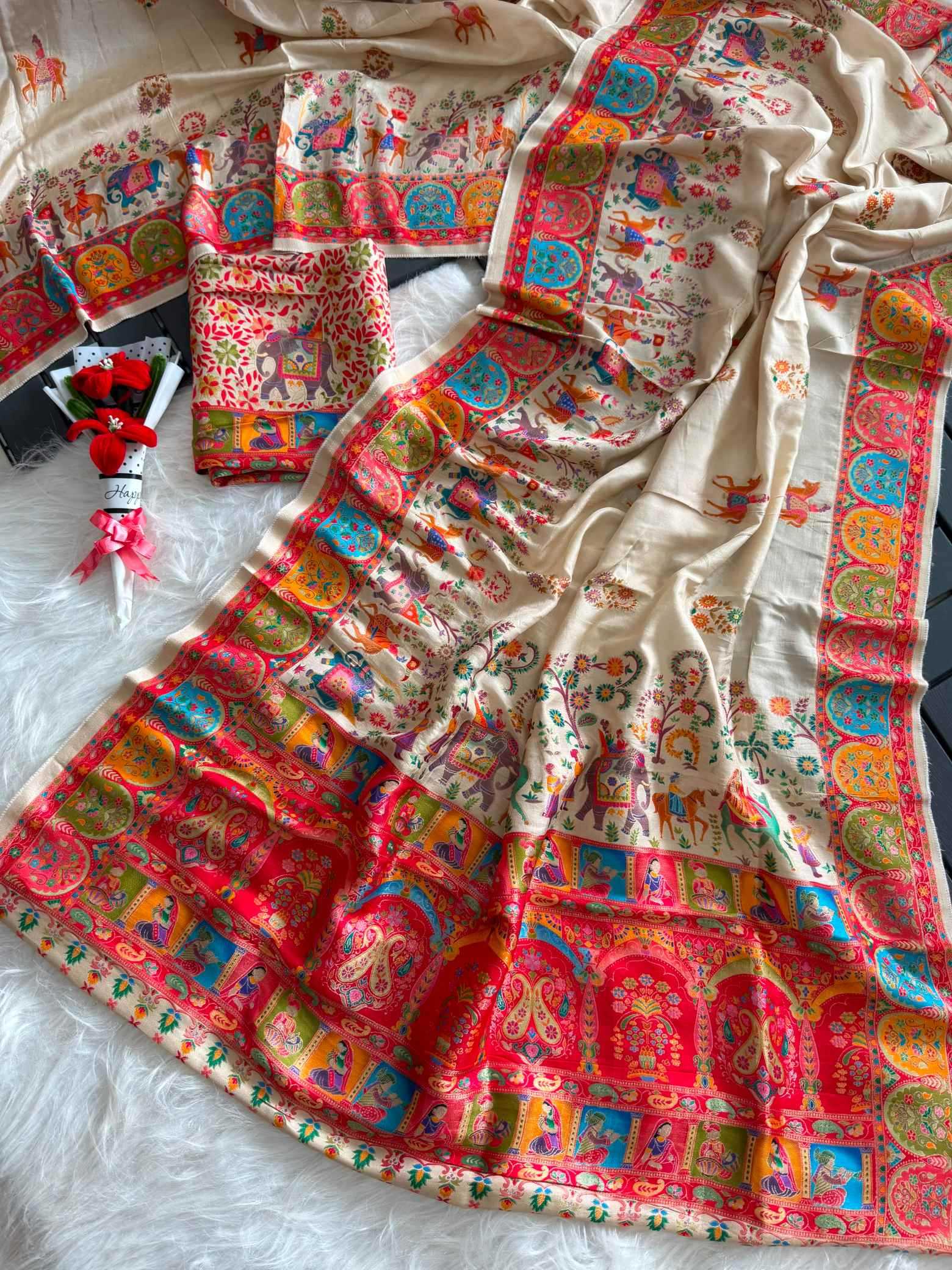YNF Wholesale Russian Silk Printed Silk Saree  | Surat Manufacturer