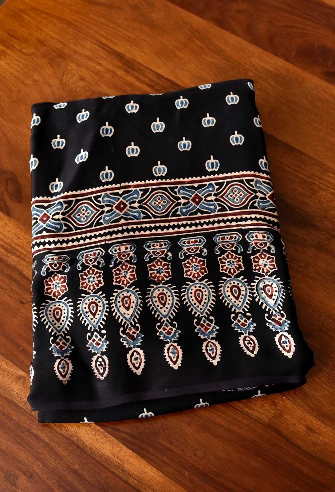 YNF Wholesale Crepe Silk Ajrakh Sarees  | Surat Manufacturer