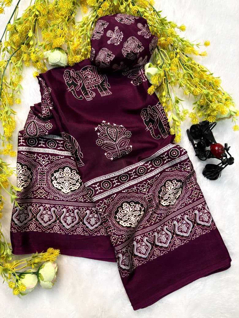 YNF Wholesale Crepe Silk Ajrakh Sarees  | Surat Manufacturer