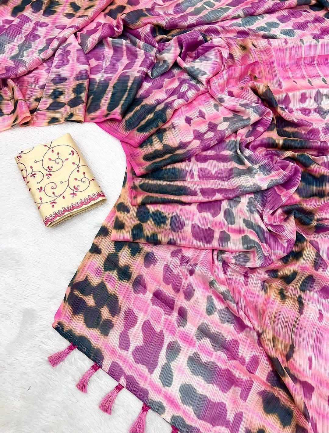 YNF Wholesale Chiffon Printed Silk Saree  | Surat Manufacturer