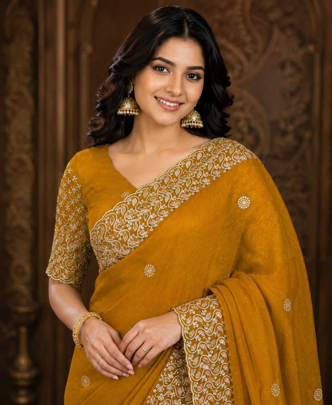 YNF Wholesale Soft Gold Crush Party Wear Sarees  | Surat Manufacturer
