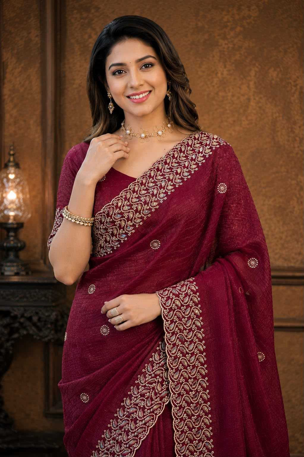 YNF Wholesale Soft Gold Crush Party Wear Sarees  | Surat Manufacturer