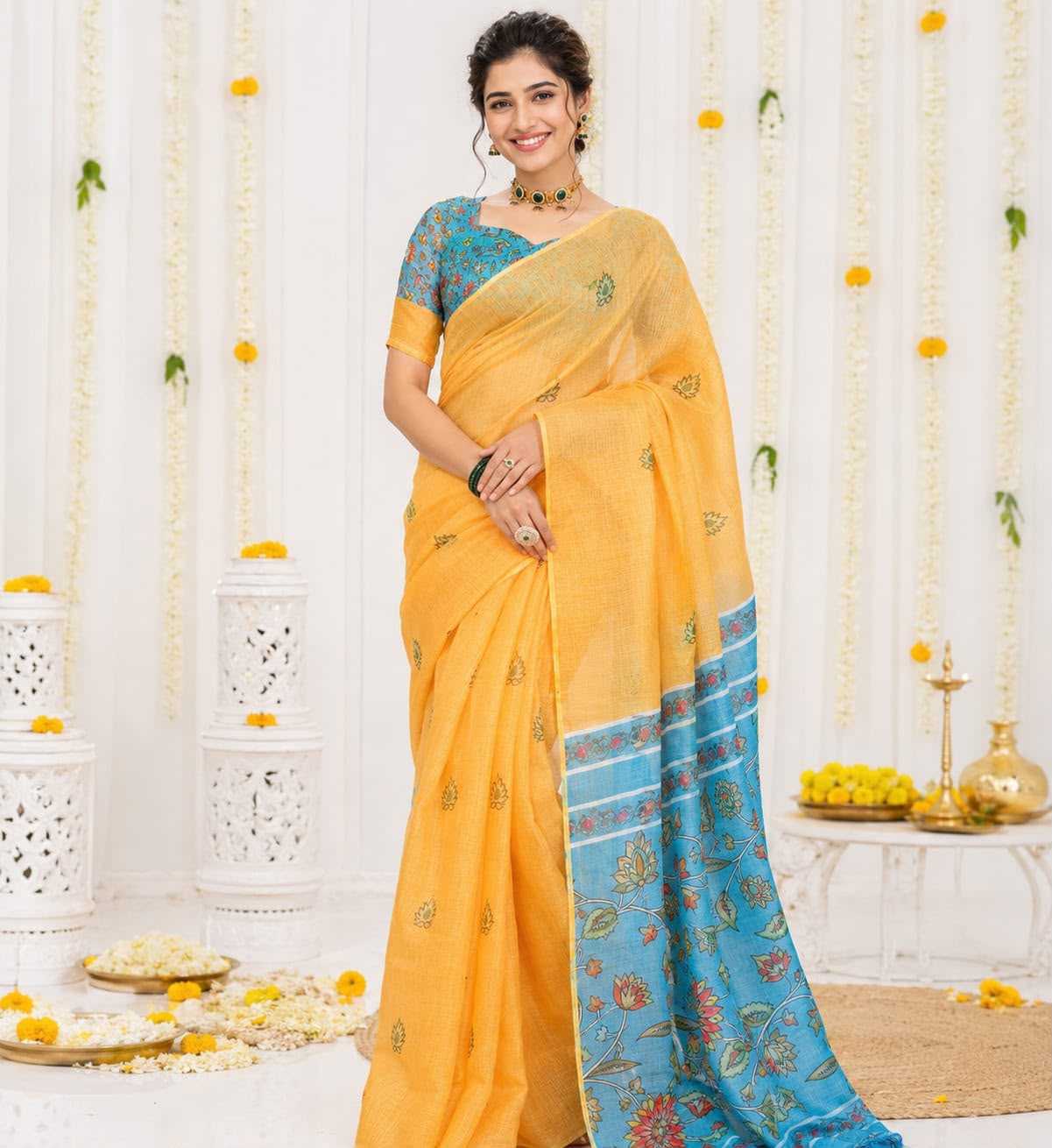 YNF Wholesale Linen Designer Sarees  | Surat Manufacturer