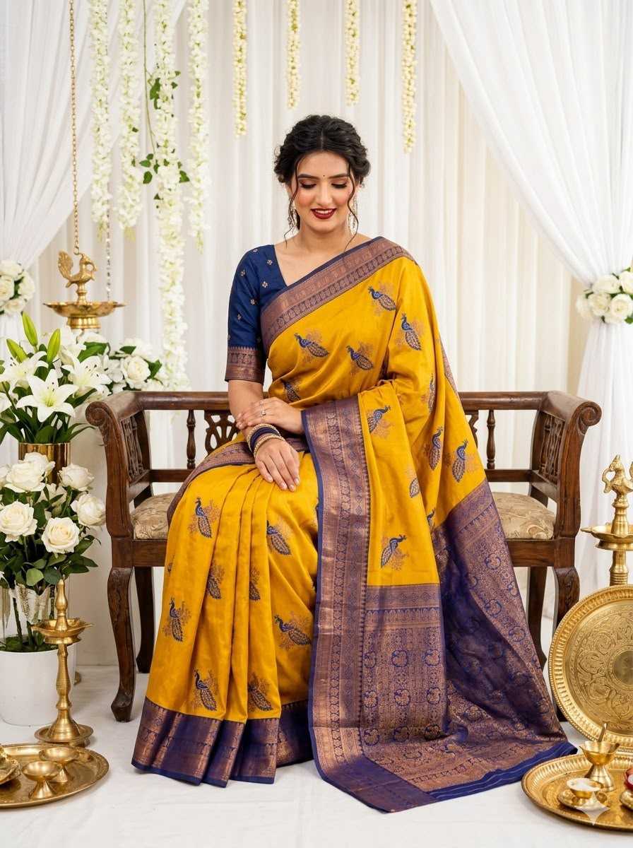 YNF Wholesale Banarasi Soft Silk Zari Border Sarees  | Surat Manufacturer