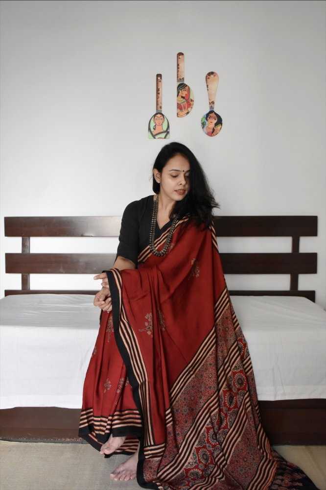 YNF Wholesale Muslin Silk Soft Silk Sarees KESH583 Ajrakh | Surat Manufacturer