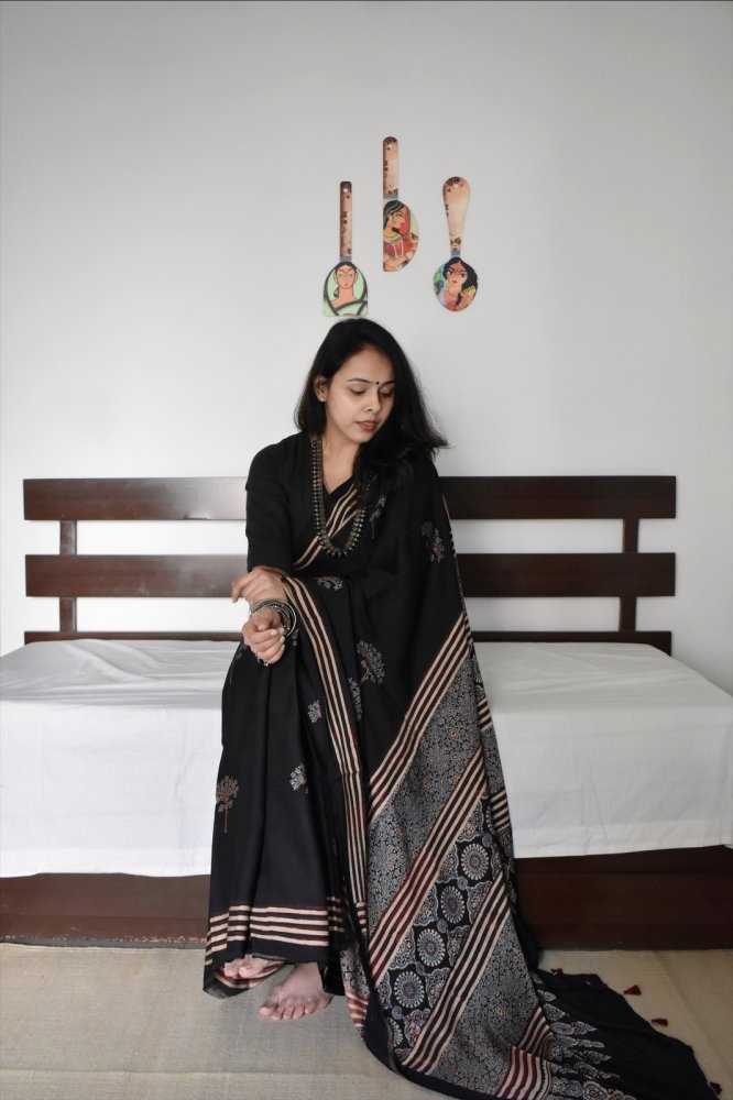 YNF Wholesale Muslin Silk Soft Silk Sarees KESH583 Ajrakh | Surat Manufacturer