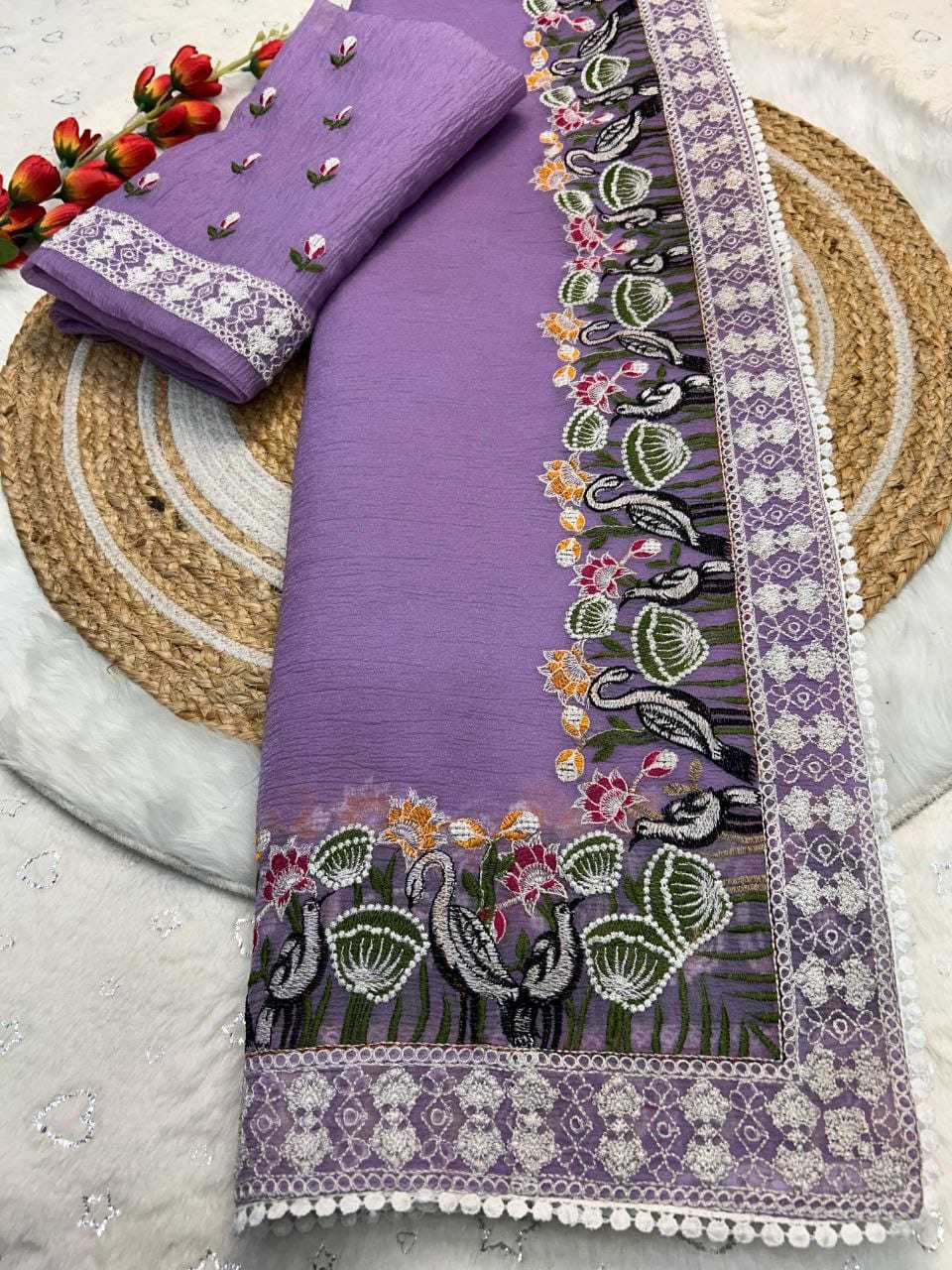 YNF Wholesale Crush Silk Fancy Sarees  | Surat Manufacturer