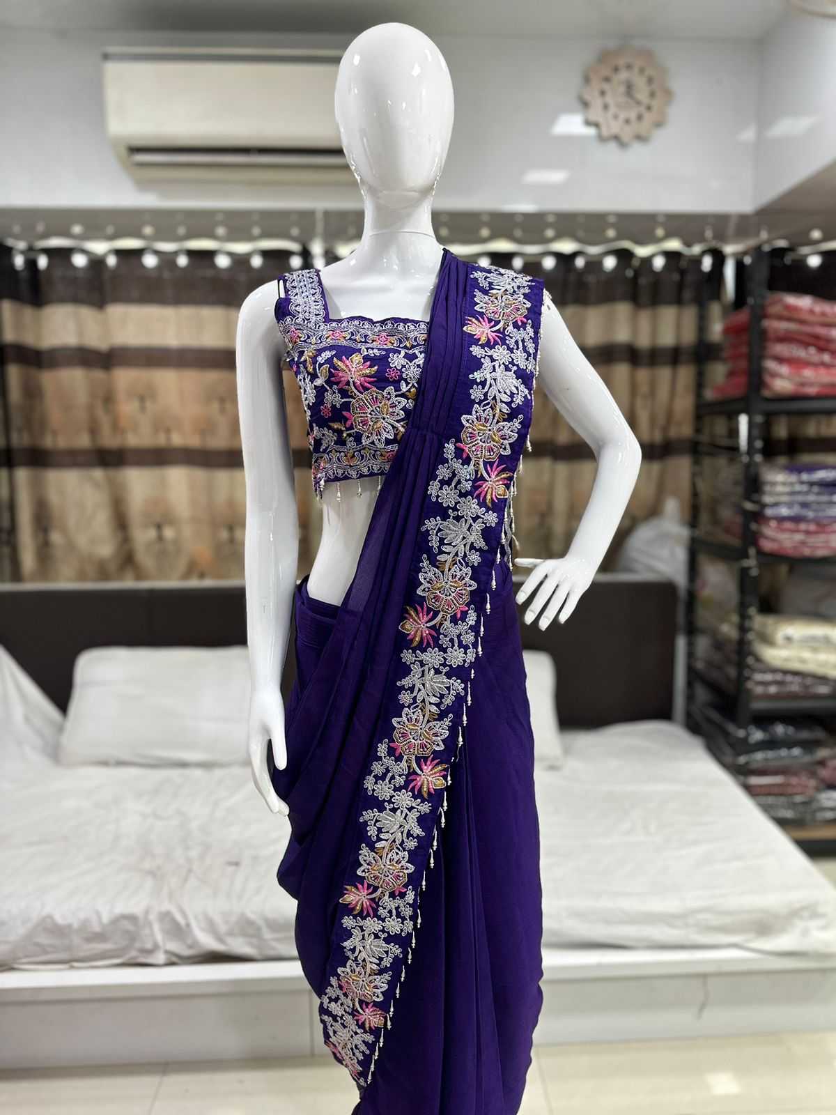YNF Wholesale Chinon Embroidered Sarees KESH591 147 | Surat Manufacturer