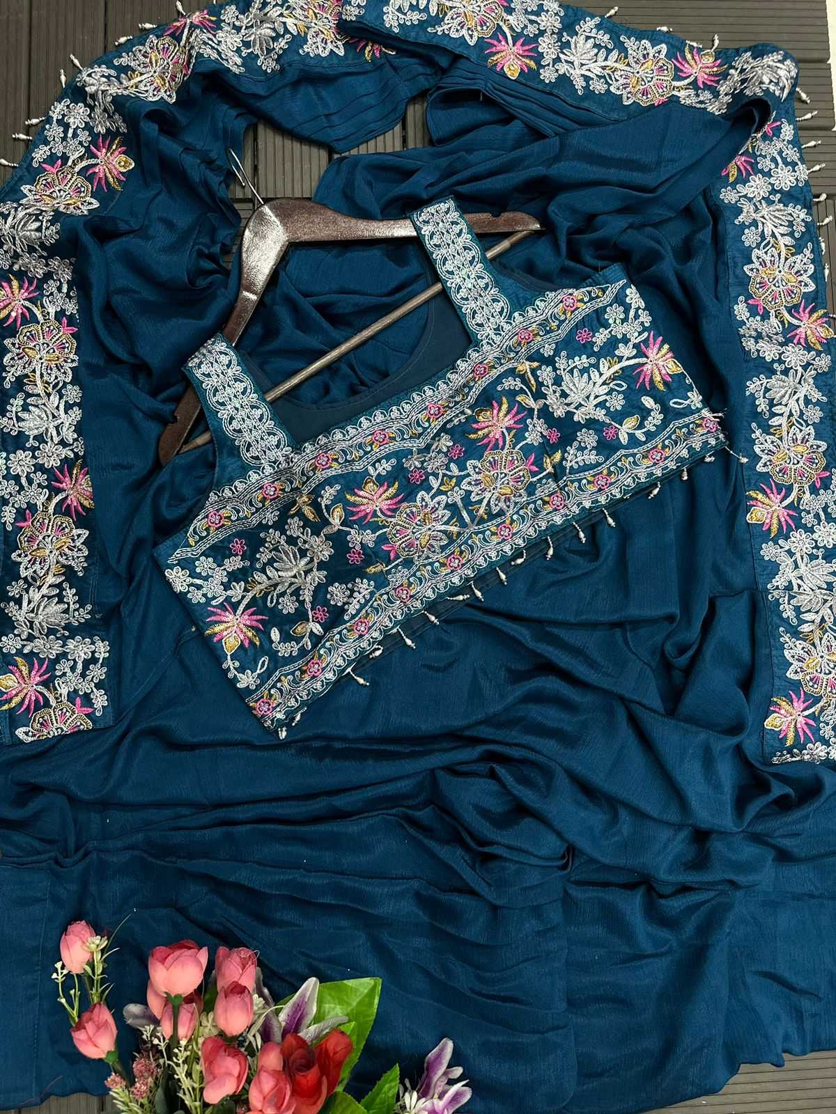 YNF Wholesale Chinon Embroidered Sarees KESH591 147 | Surat Manufacturer