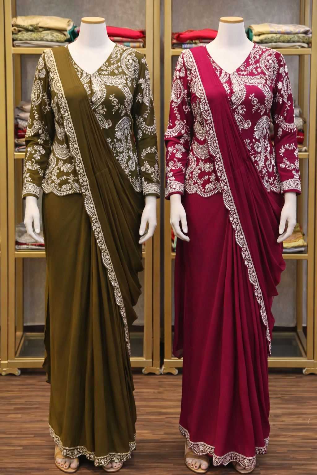 YNF Wholesale Chinon Ready To Wear Sarees  | Surat Manufacturer