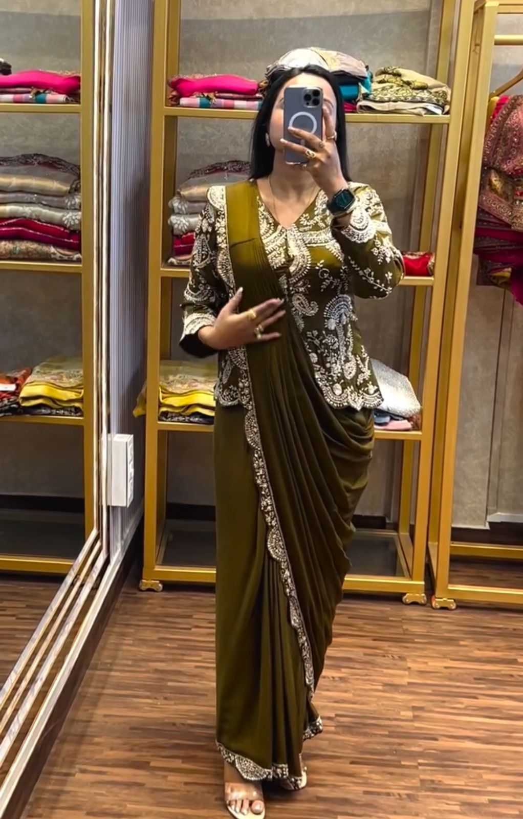 YNF Wholesale Chinon Ready To Wear Sarees  | Surat Manufacturer