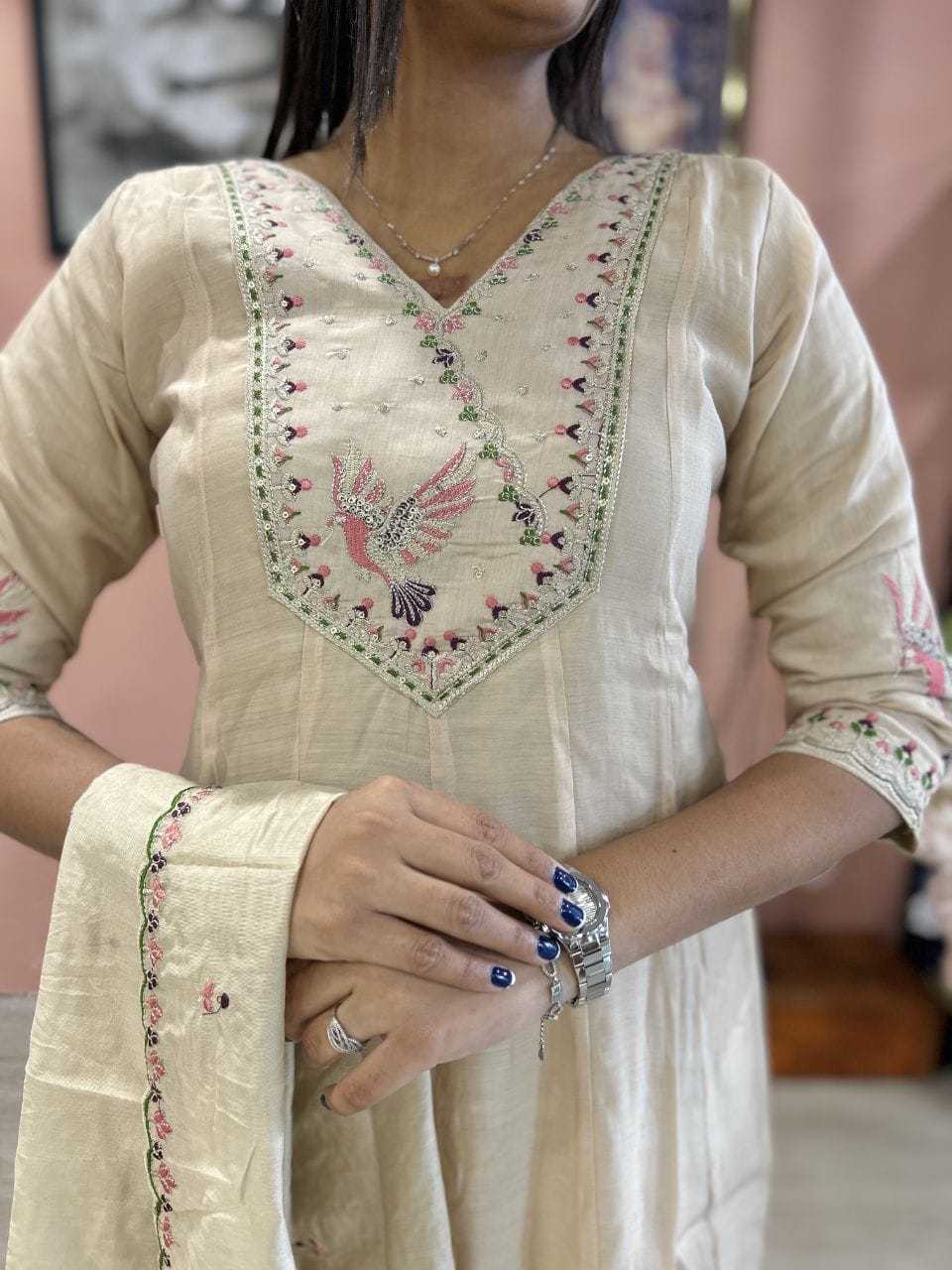 YNF Wholesale Chanderi Cotton Embroidery Suits KESH608 Paired | Surat Manufacturer