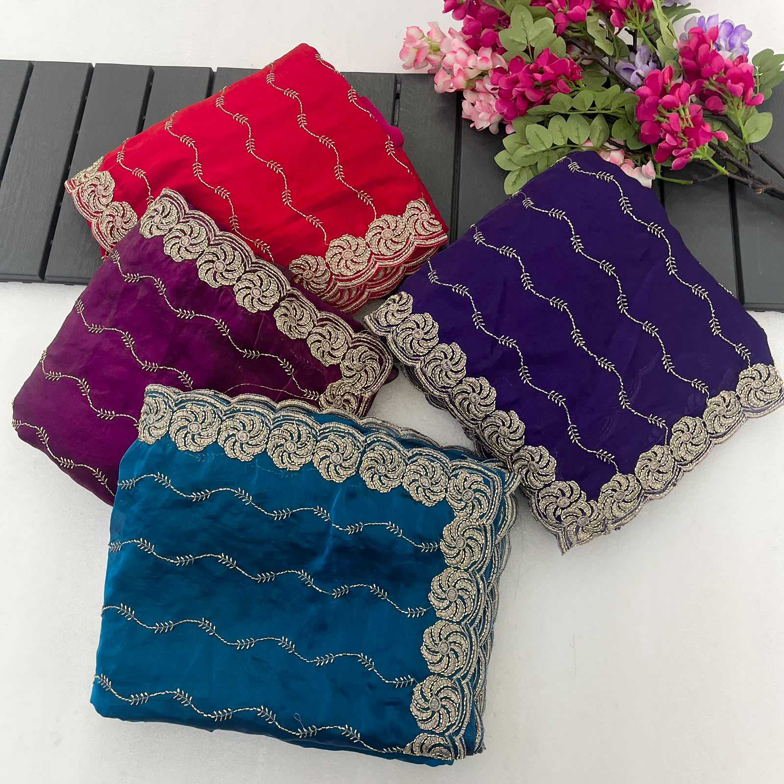 YNF Wholesale Satin Embroidered Sarees KESH610 840 | Surat Manufacturer