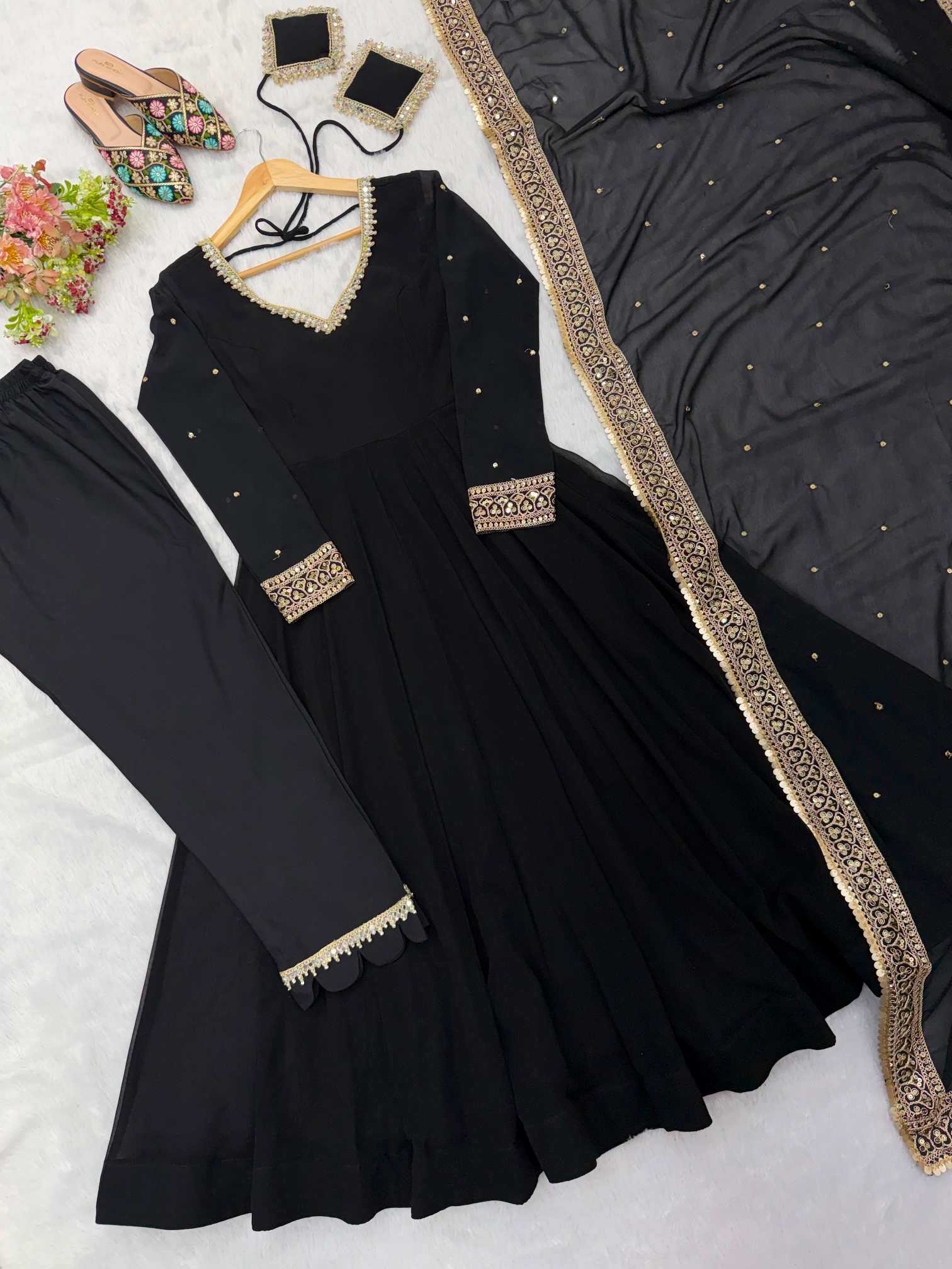 YNF Wholesale Georgette Embroidery Gowns  | Surat Manufacturer