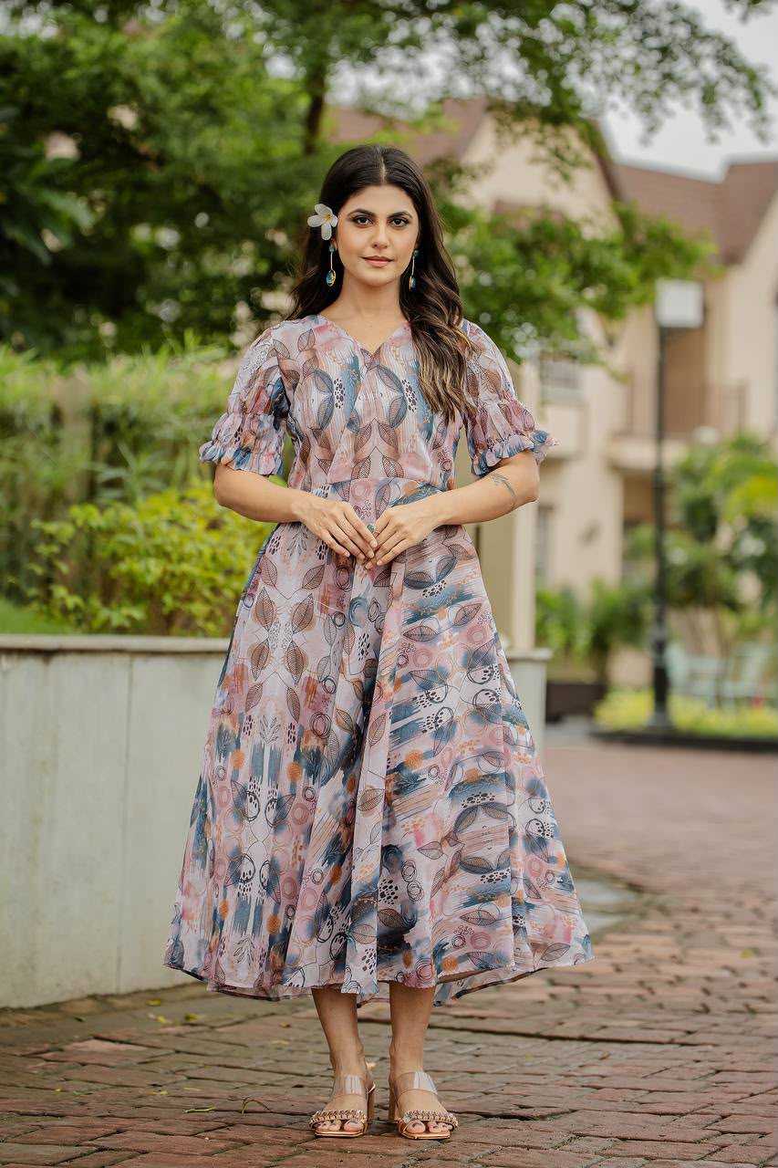 YNF Wholesale Faux Georgette Printed Gowns  | Surat Manufacturer
