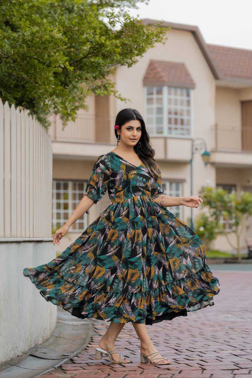 YNF Wholesale Faux Georgette Printed Gowns  | Surat Manufacturer