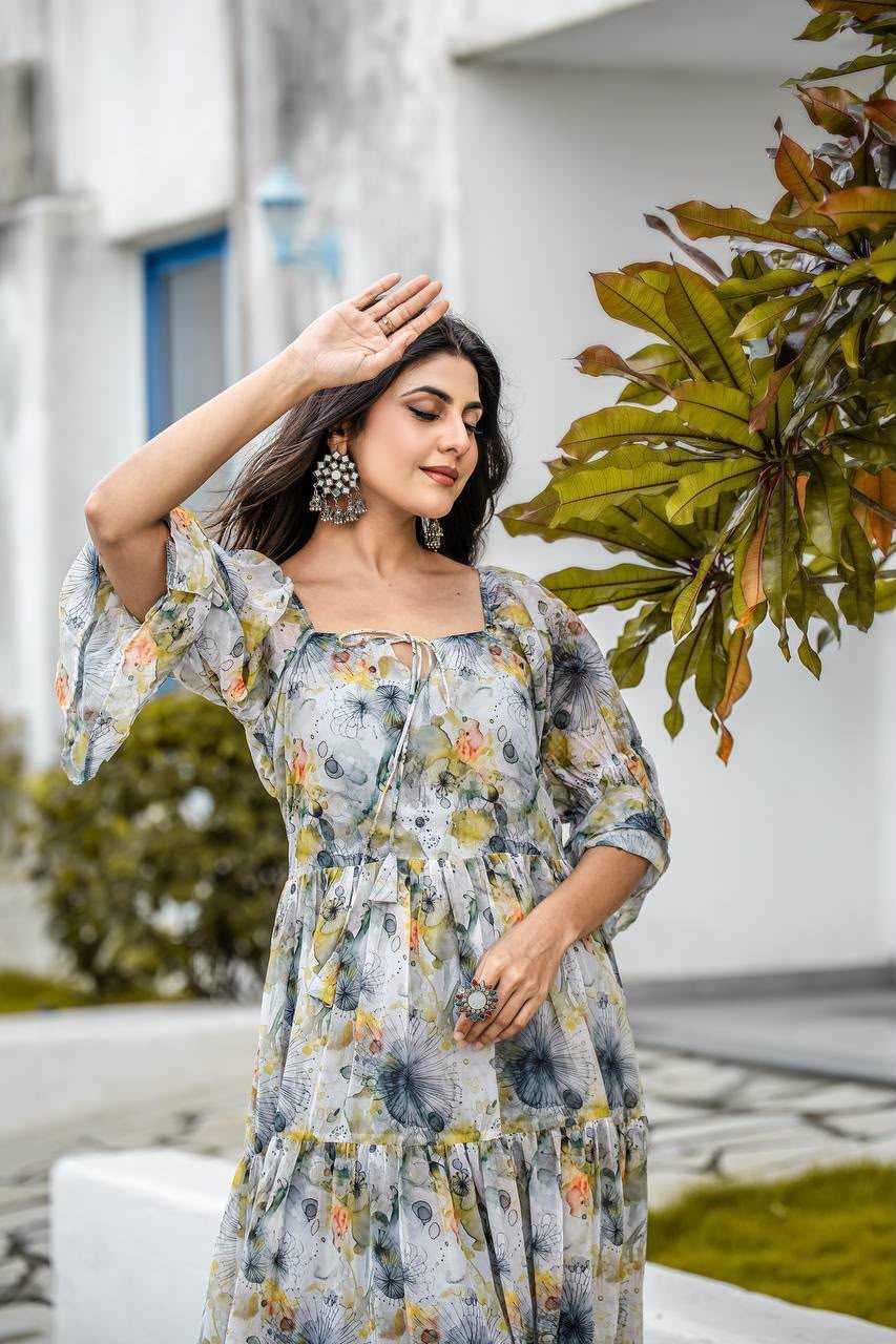 YNF Wholesale Faux Georgette Printed Gowns  | Surat Manufacturer
