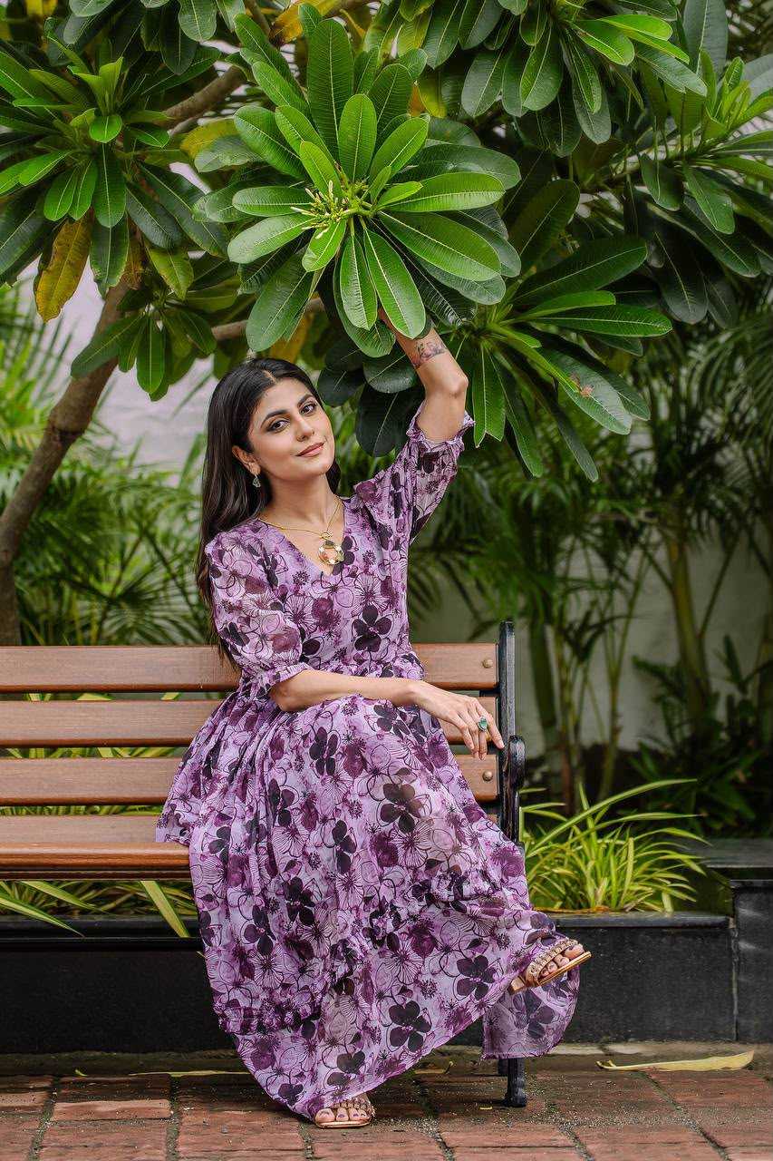 YNF Wholesale Faux Georgette Printed Gowns  | Surat Manufacturer