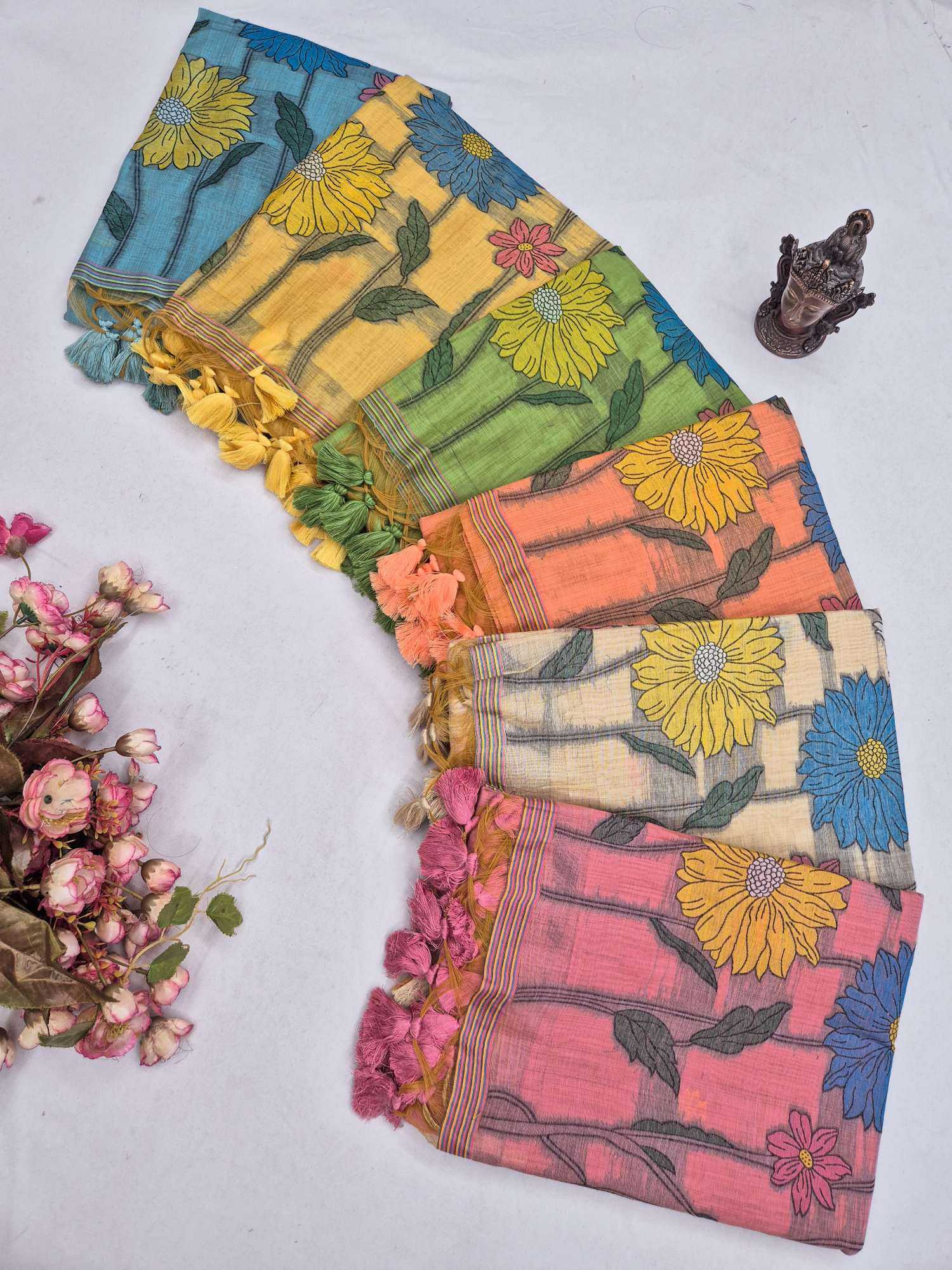 YNF Wholesale Cotton Zari Border Sarees KESH634 Flowers | Surat Manufacturer