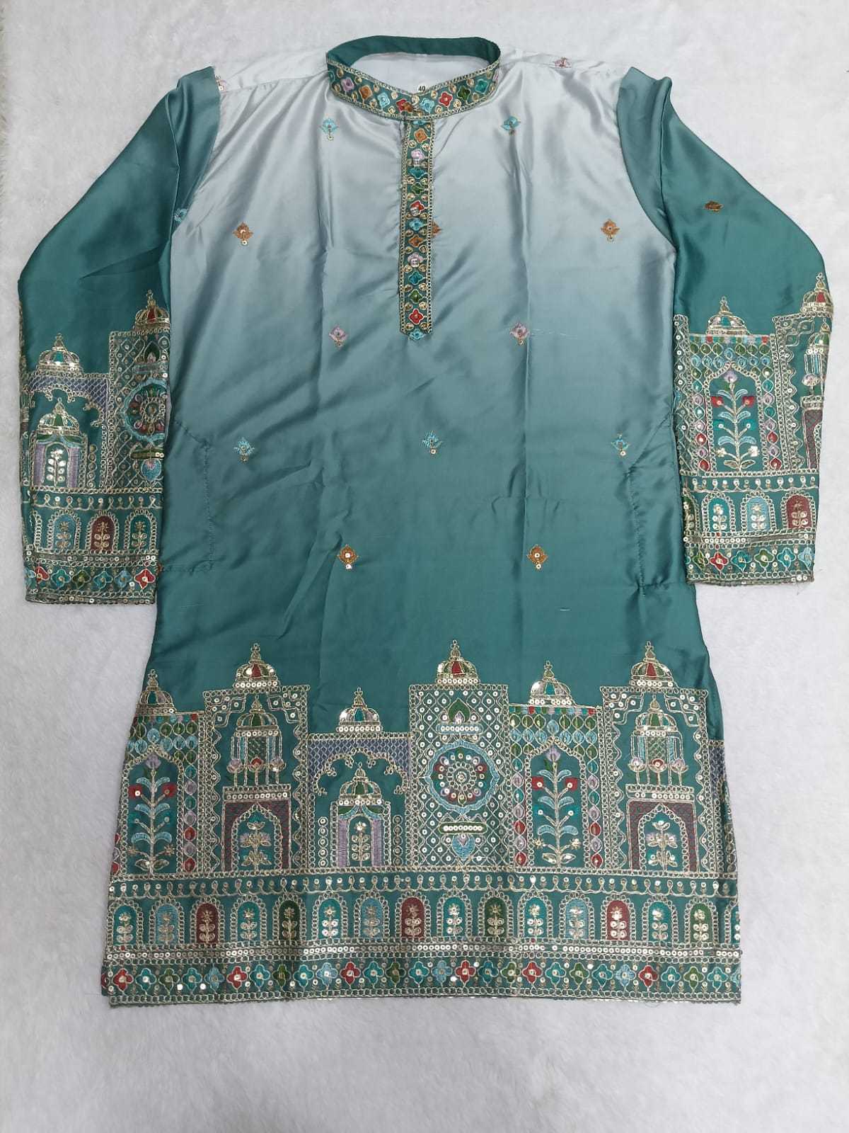 YNF Wholesale Malay Satin Silk Mens Kurta Pyjama KESH650 Bac | Surat Manufacturer