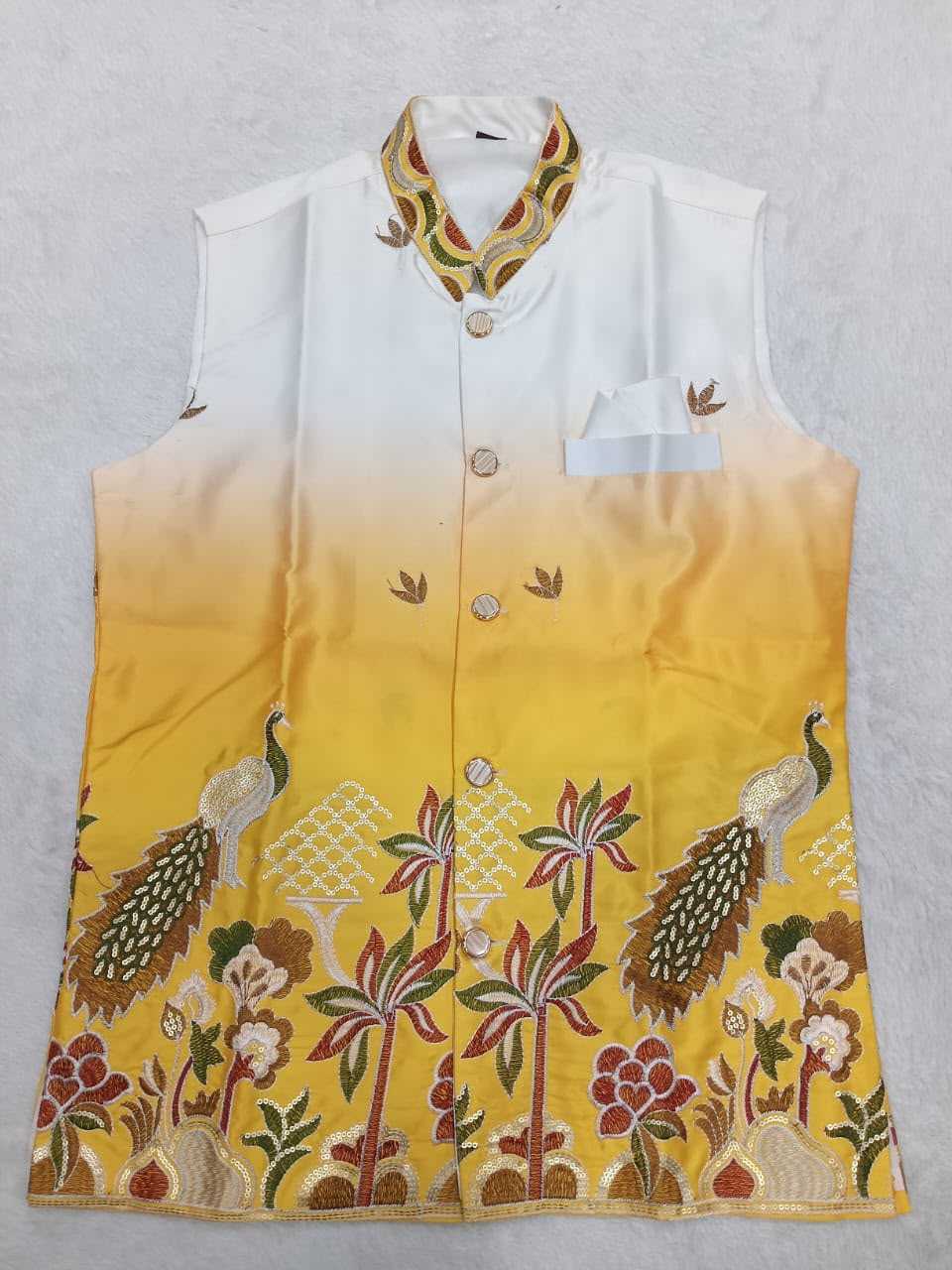 YNF Wholesale Malay Satin Silk Mens Kurta Pyjama KESH650 Koti | Surat Manufacturer
