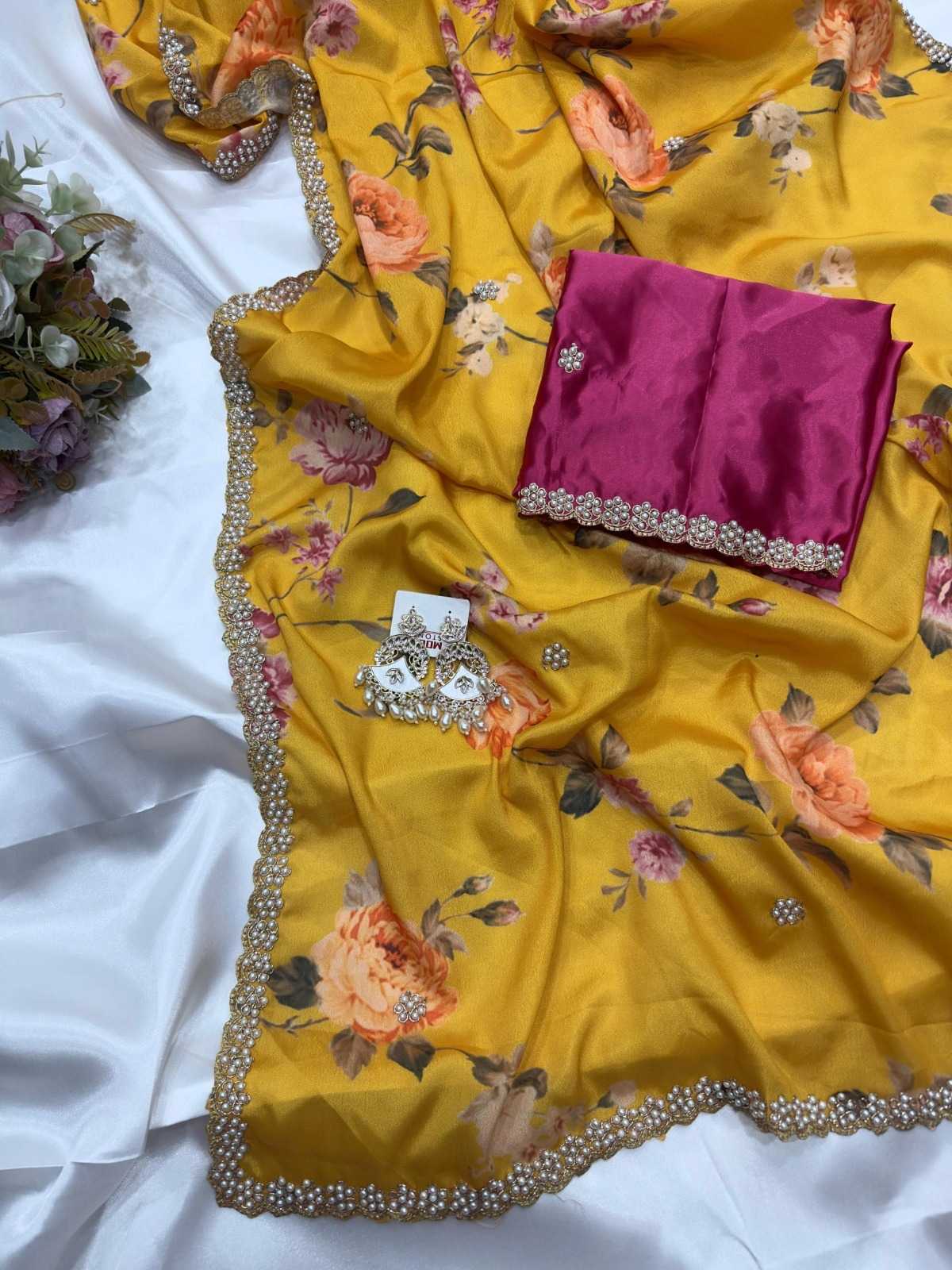 YNF Wholesale Chinon Printed Sarees  | Surat Manufacturer