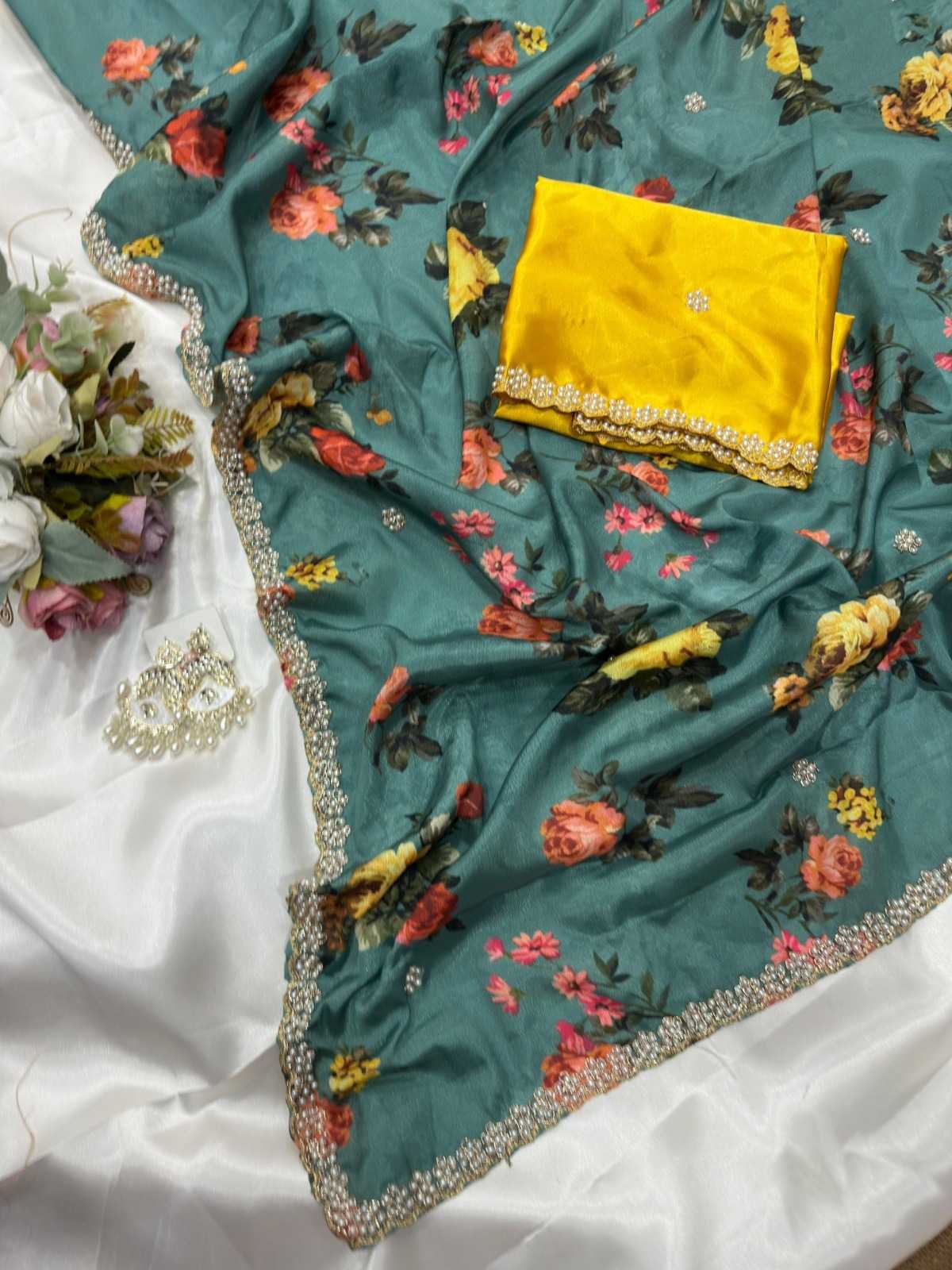 YNF Wholesale Chinon Printed Sarees  | Surat Manufacturer