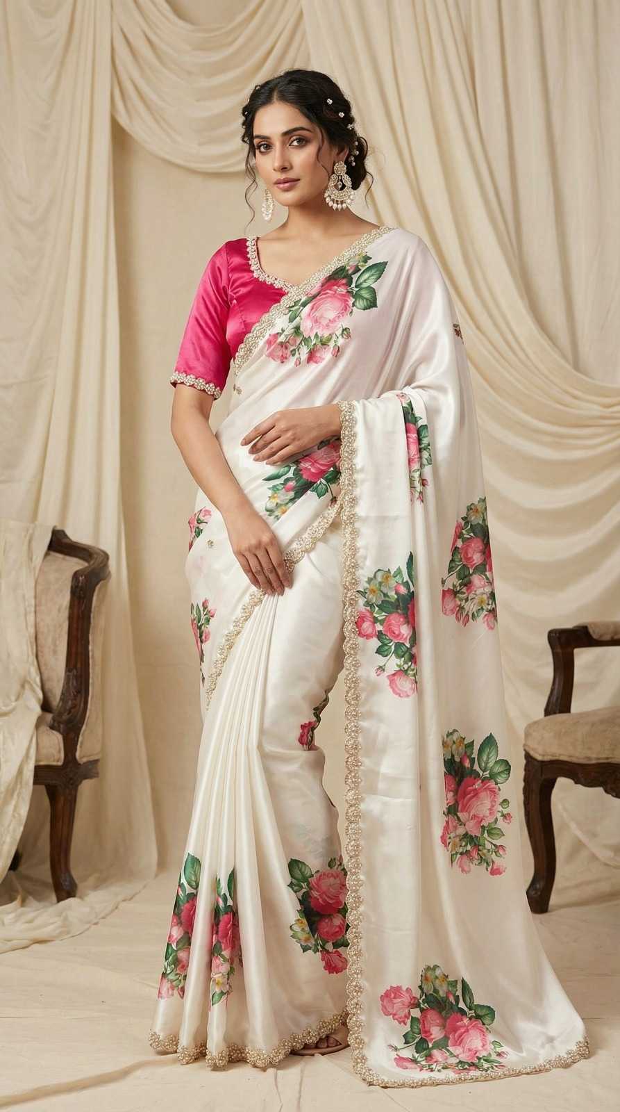 YNF Wholesale Chinon Printed Sarees  | Surat Manufacturer
