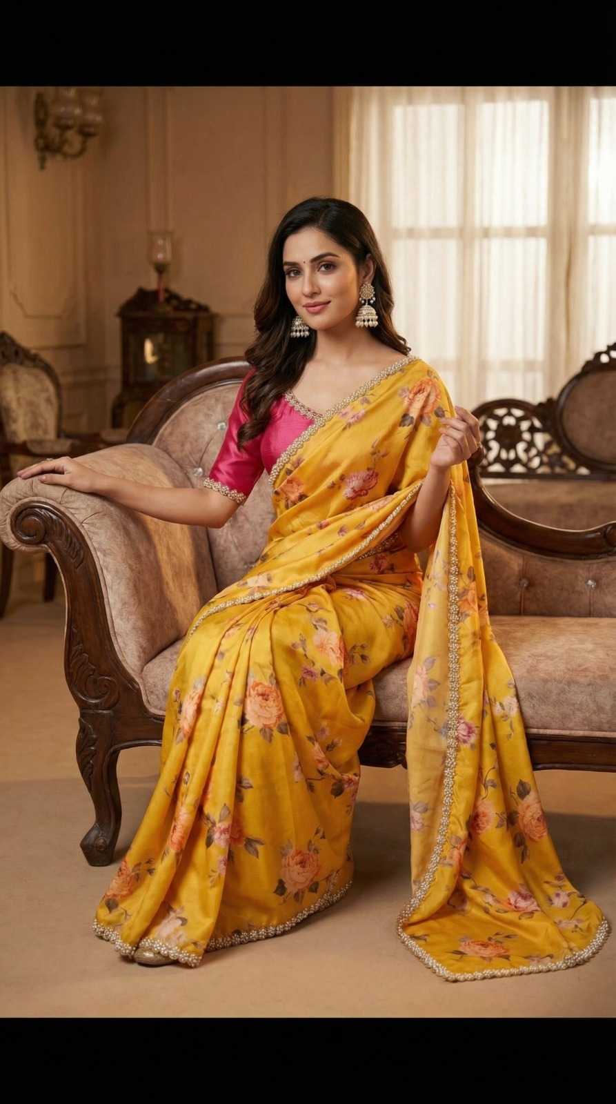 YNF Wholesale Chinon Printed Sarees  | Surat Manufacturer