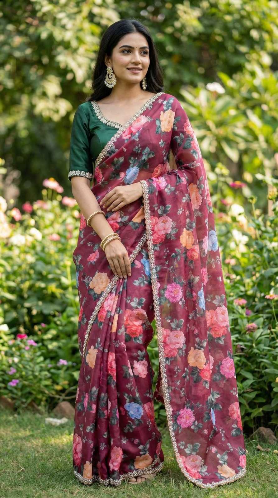 YNF Wholesale Chinon Printed Sarees  | Surat Manufacturer