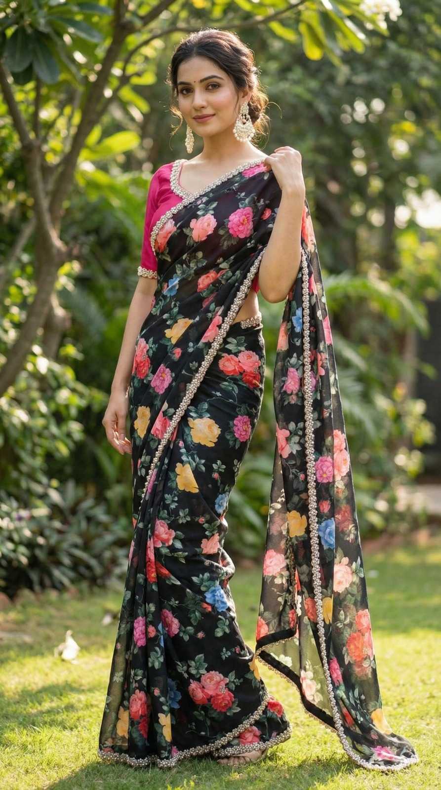 YNF Wholesale Chinon Printed Sarees  | Surat Manufacturer