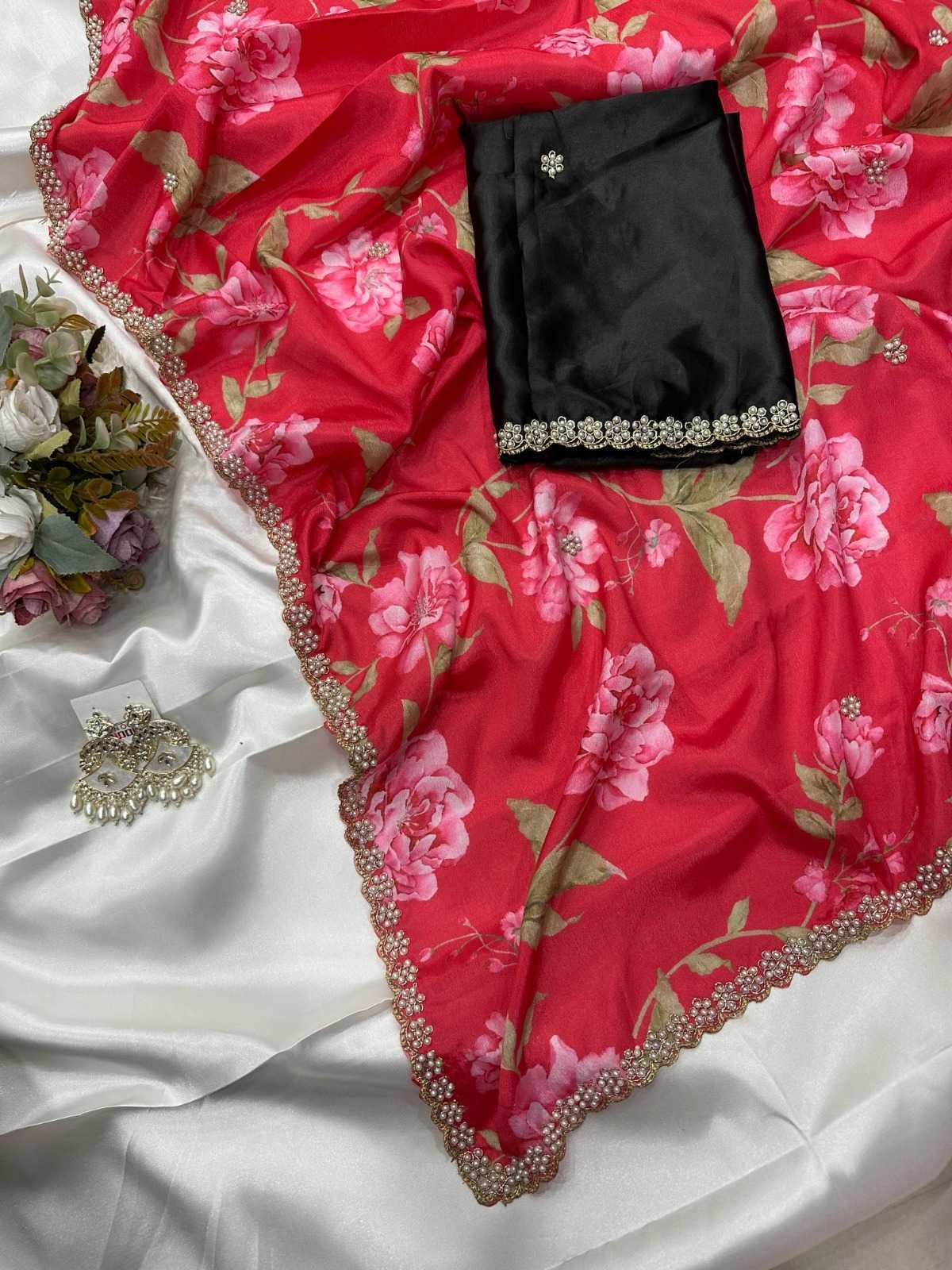 YNF Wholesale Chinon Printed Sarees  | Surat Manufacturer