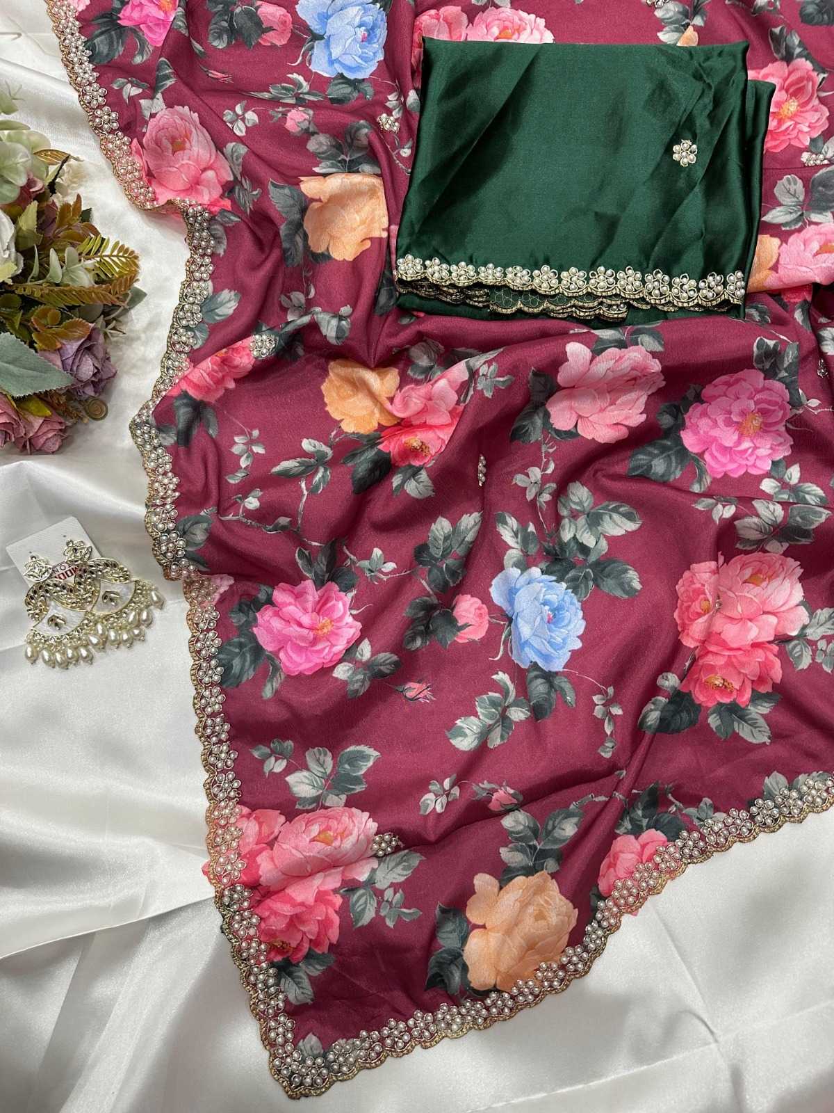 YNF Wholesale Chinon Printed Sarees  | Surat Manufacturer