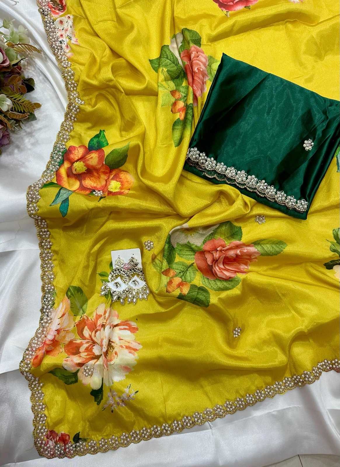 YNF Wholesale Chinon Printed Sarees  | Surat Manufacturer
